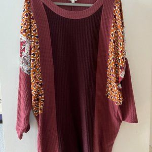 Umgee Waffle Knut Burgundy Dress - Sz M (fits like 12/L)